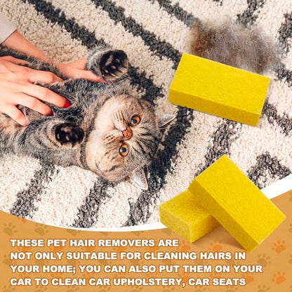 1 Pack Pet Hair Remover Sponge Cat and Dog Hair Sponge Rubber Pet Fur Lifter Removal Tool, Remove from Furniture, Carpet, Bedding, Clothing, 6.26 x 3.28 x 1.89 Inch (Yellow) - color: Yellow