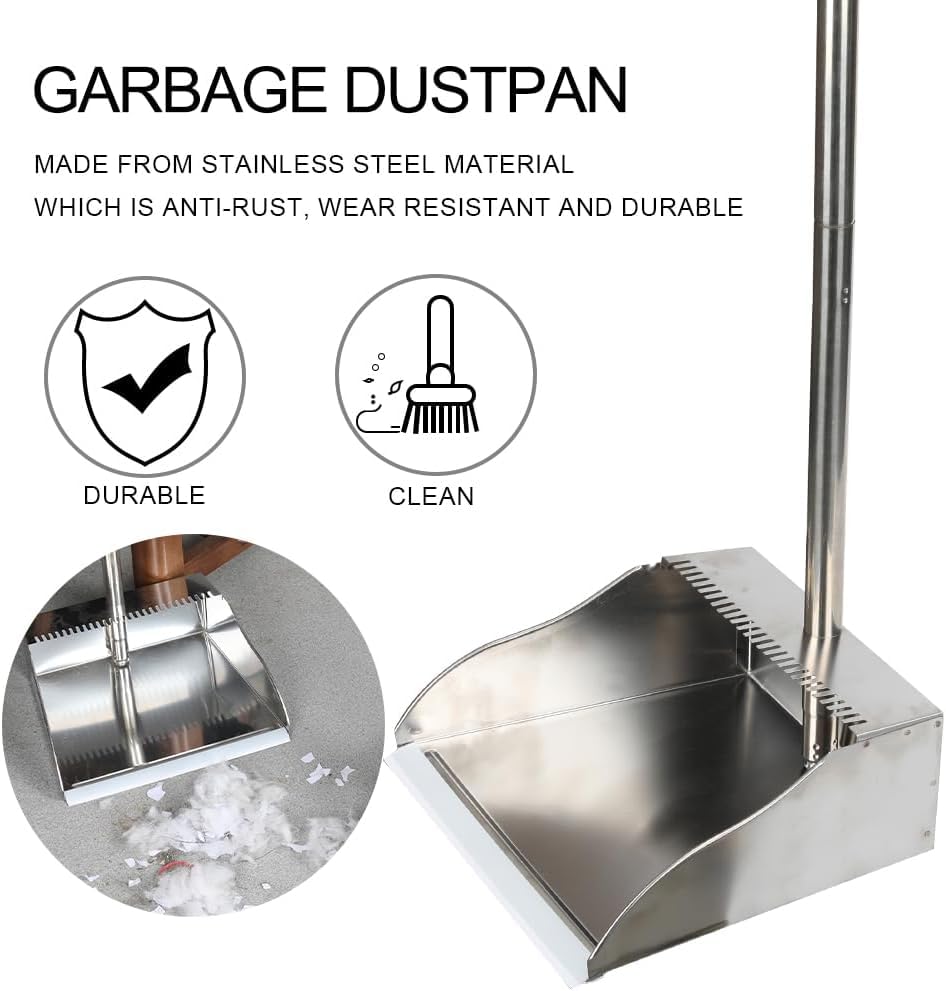 3 Pack Stainless Steel Dustpan Metal Dustpan with Handle Heavy Duty Dust Pan Upright Dust Pan for Home Office Lobby - style: 3 Pack Dustpan