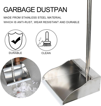3 Pack Stainless Steel Dustpan Metal Dustpan with Handle Heavy Duty Dust Pan Upright Dust Pan for Home Office Lobby - style: 3 Pack Dustpan