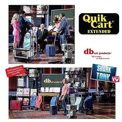 dbest Products Quik Cart Extended Four Wheeled Rolling Crate Teacher Utility with seat Dual Accessible Doors Heavy Duty Collapsible Basket with Two Position Handle - color: Black, style: Extended