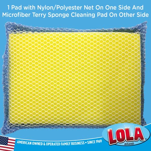 LOLA Microfiber Terry & Nylon Net Sponge Scrubber Pad, 12 Pack, Non Scratch 2-Way Cleaning, Gently Scrubs & Wipes Clean - size: 12 Pack, style: Microfiber Terry & Nylon Net Sponges