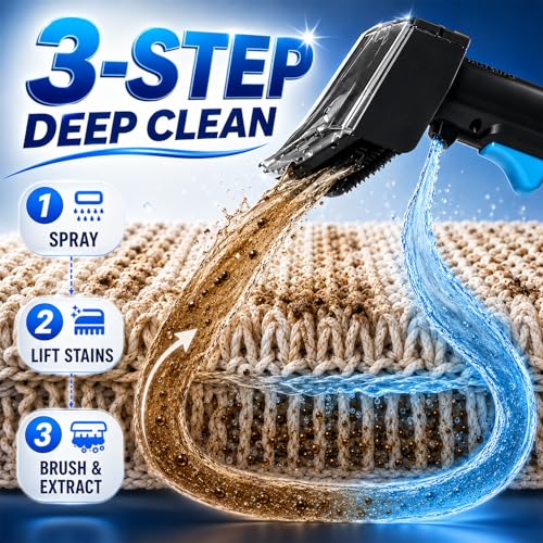 Upholstery Cleaner Machine & Carpet Cleaner | Portable Spot Cleaner with Strong Suction and Scrubbing Brush for Pet Stains, Spills on Couches, Rugs, Mattresses, Car Interiors (Gray) - color: Gray