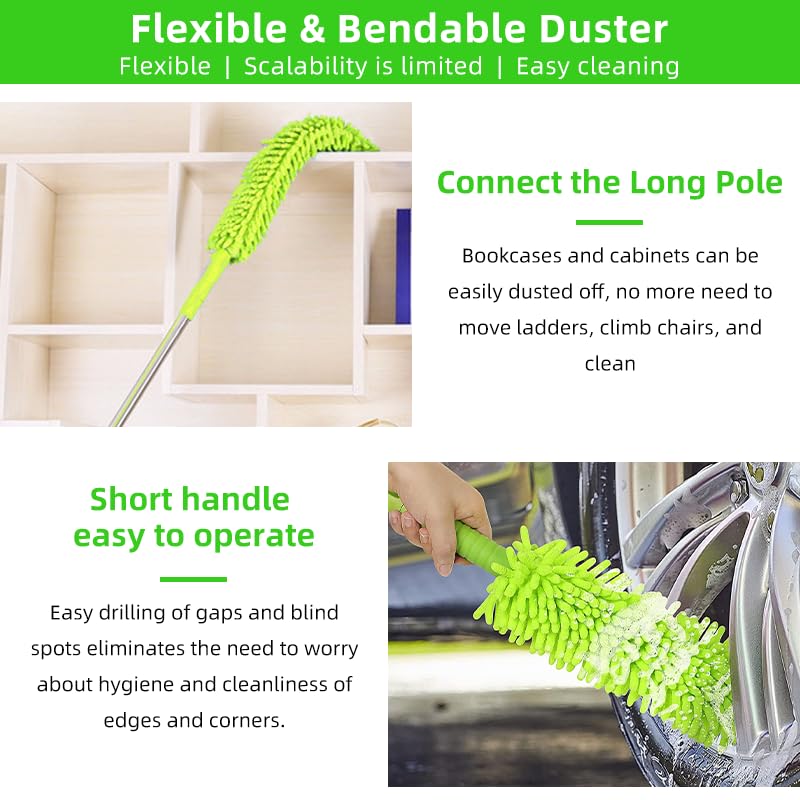 62" Car Wash Brush with Long Handle Chenille Microfiber Car Wash Mop Mitt, Wheel Brush, Windshield Window Squeegee, Car Duster Microfiber Towel, Gloves, Drill Brush, for Cleaning Cars RV Truck Boat - size: 14 Pack