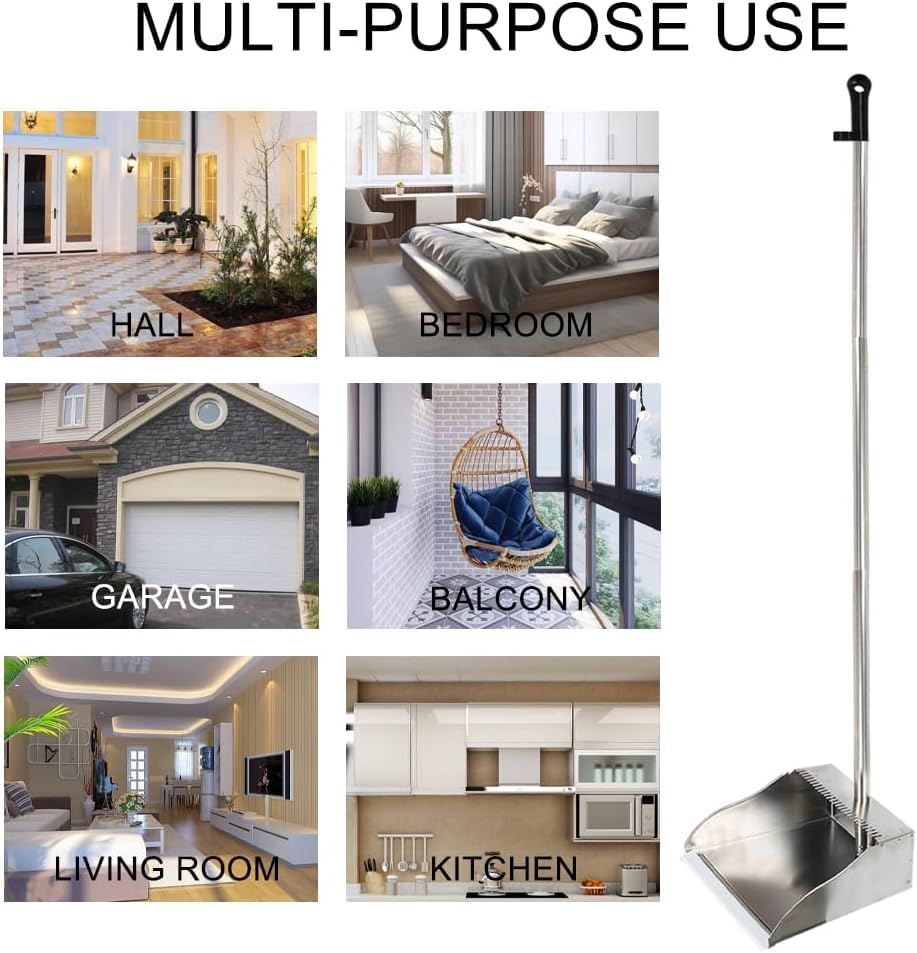 3 Pack Stainless Steel Dustpan Metal Dustpan with Handle Heavy Duty Dust Pan Upright Dust Pan for Home Office Lobby - style: 3 Pack Dustpan