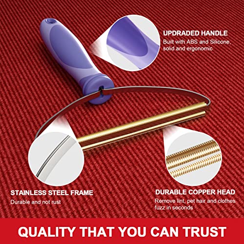 Pet Hair Remover, Dog Cat Hair Remover, Lint Cleaner Pro, Fur Removal Tool, Portable Carpet Scraper, Fuzz Rollers Hairball Shaver for Carpets, Car Mat, Couch, Pet Bed, Furniture & Rug (Purple, 2-Pack) - color: Purple - Pack of 2