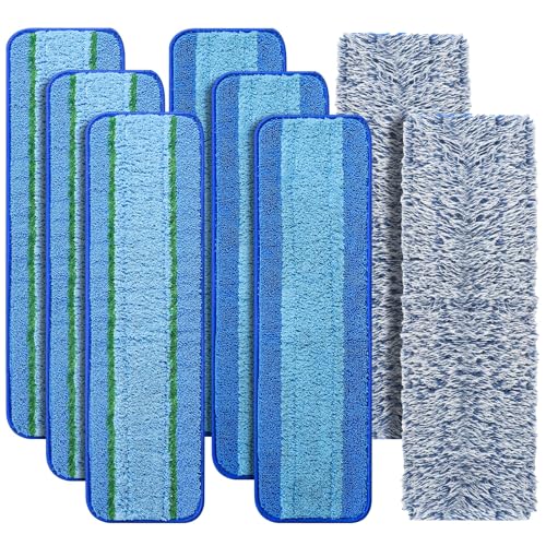 8 Pack Mop Pads Replacement for Bona Family of Mops, Washable & Reusable Microfiber Cleaning Pad for Hardwood and Multi-Surface (3 Deep Clean Pads + 3 Microfiber Cleaning Pads + 2 Dusting Pads) | Washable & Reusable Cleaning Pad for Hardwood and Multi-Sur