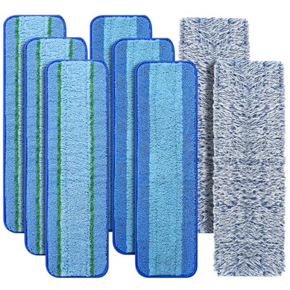 8 Pack Mop Pads Replacement for Bona Family of Mops, Washable & Reusable Microfiber Cleaning Pad for Hardwood and Multi-Surface (3 Deep Clean Pads + 3 Microfiber Cleaning Pads + 2 Dusting Pads) | Washable & Reusable Cleaning Pad for Hardwood and Multi-Sur