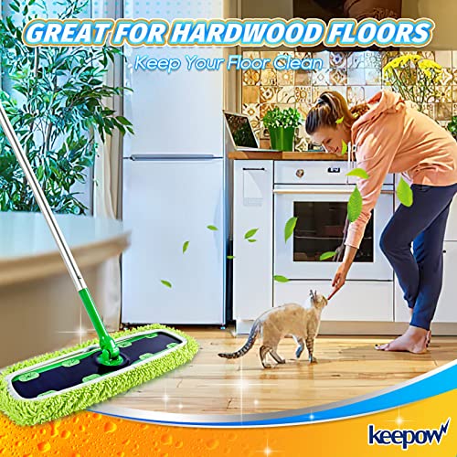 KEEPOW XL Dry Sweeping/Wet Mopping Cloths for Swiffer XL Sweeper, Reusable & Washable Microfiber Mop Pad Refills for Surface/Hardwood Floor Cleaning, 6 Pack - size: 6 Pack, Green