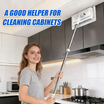 Disposable Mop, Hands-Free Floor Mop with Clamp, Dry Wet Use Dust Mop for Hardwood & Tile