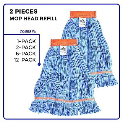 Nine Forty 12-Pack Industrial and Commercial-Grade Looped End Wet Mop Head Refill - Heavy Duty 20 Inch 4-Ply Premium Synthetic Yarn - for Optimal Absorption and Durability - Blue (12 Pack, Large) - color: Blue (Pack of 12)