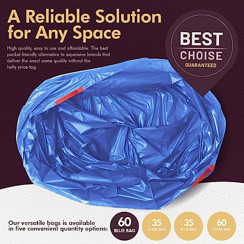 PAMI Recycling Tall Kitchen Drawstring Trash Bags- Extra-Strong Plastic Garbage Bags- Thick Trash Can Liners For Kitchen & Outdoor Bins- 2ft x2ft Unscented Trash Bags (13 Gallon – 60 Count – Blue) - style: 13 Gallon – 60 Count – Blue