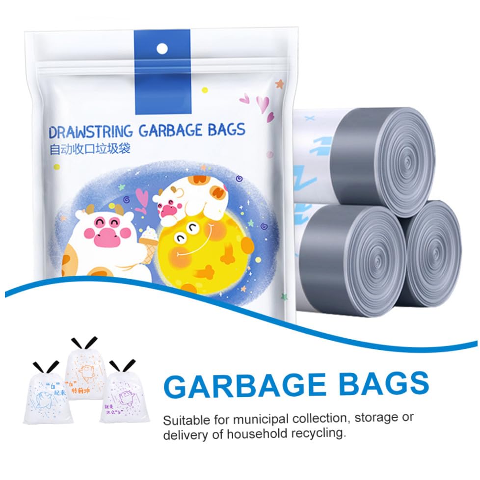 GALPADA 69-count Drawstring Garbage Bags Thickened Large Trash Bags Portable Rubbish Holder for Household Kitchen Bin Diameter ≤37cm