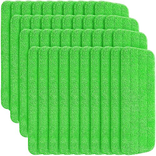 40 Pack Microfiber Cleaning Pads Machine Washable Replacement Head for Wet/Dry Mops Flat Reusable Household Replacement Mop Pad for Hardwood Floor Cleaning Scrubbing Fit Most Mops (Green) - color: Green