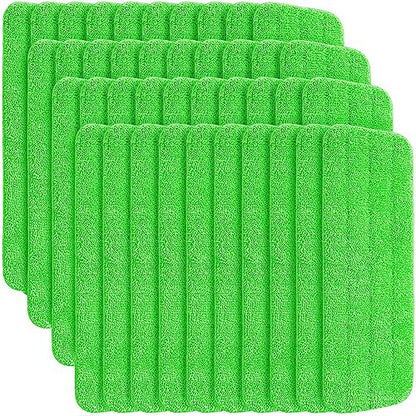 40 Pack Microfiber Cleaning Pads Machine Washable Replacement Head for Wet/Dry Mops Flat Reusable Household Replacement Mop Pad for Hardwood Floor Cleaning Scrubbing Fit Most Mops (Green) - color: Green