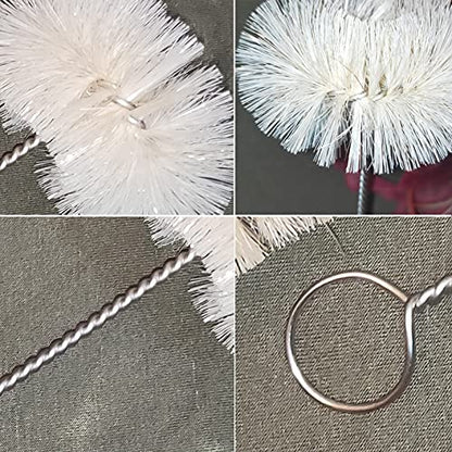 NewFerU Stainless Steel Soda Bottle Cleaning Brush in Natural Boar Bristle Wool Tip, Long Handle, Flexible Bendable Thick Wire Cleaner for Narrow Neck Water Baby Bottles Straw Pipe Tube Flask (Round) - color: Round