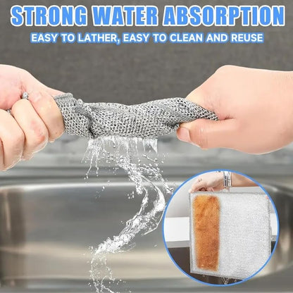 10 PCS Cleaning Sponges Multipurpose Wire Miracle Cleaning Cloths Wire Dishwashing Rags for Non-Stick Cookware, Kitchen, Sinks, Scrubs and Cleans for Dishes Easy Rinsing
