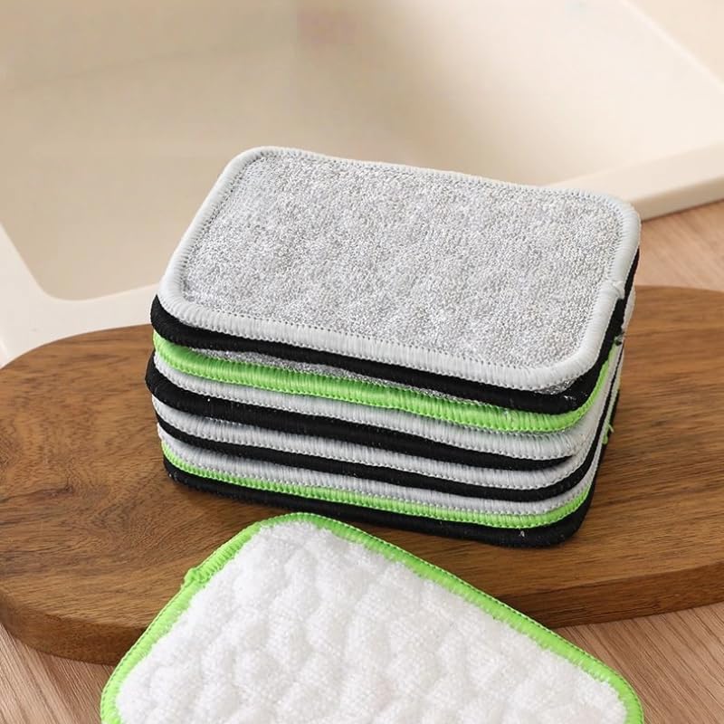 10Pcs Multipurpose Wire Dishwashing Rags for Wet and Dry, Double Layer Wire Cleaning Cloths for Sinks Pots Pans, Thick Non Scratch Dishcloth Scrubbing Pads Kitchen Supplies, Towel Cleaning