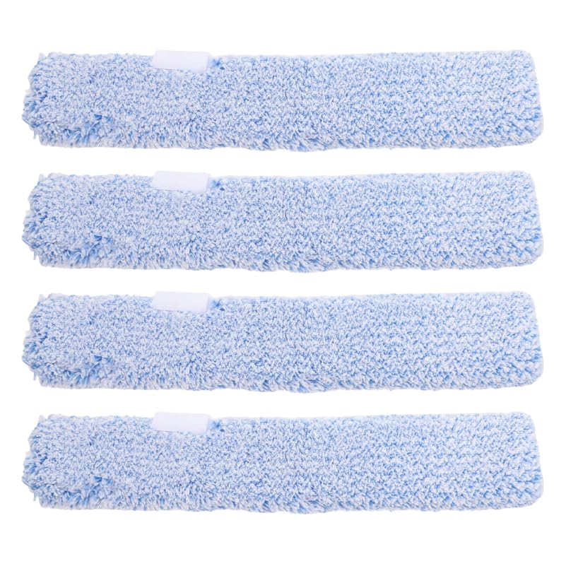 OUNONA Replacement Window Scrubber Pads 4-Pack Reusable Microfiber Squeegee Sleeves for Window Cleaning Bathroom Mirrors Tabletops 14.17X2.75X1.57 Inch