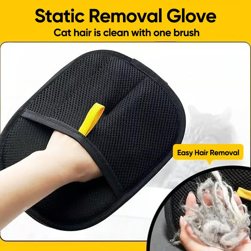 SakerPlus Pet Hair Removal Glove Reusable Anti Static Pet Fur Remover Glove for Furniture Clothes Bedding and More for Dogs and Cats Multi Surface Hair Cleaner Tool (3 Pcs) - color: 3 pcs