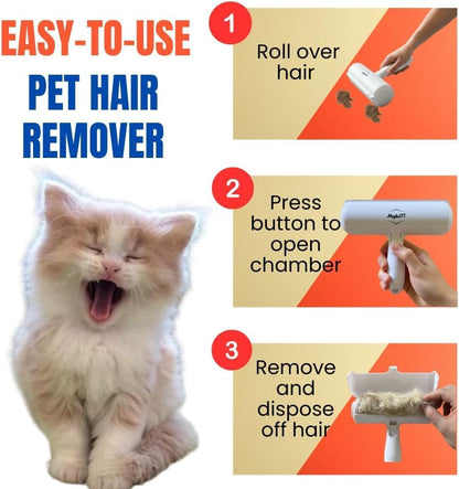 Pet Hair Remover Roller Reusable Lint Roller for Dog & Cat Hair – Fur Remover for Couch, Furniture, Carpet, Car Seats & Clothes – Portable Manual Pet Hair Cleaning Brush (White) - color: White