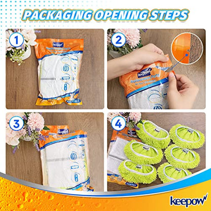 KEEPOW Dry Sweeping/Wet Mopping Cloths for Swiffer Sweeper, Reusable & Washable Microfiber Mop Pads Refills for Hard-Surface/Hardwood Floor Cleaning, 6 Pack (Mop is Not Included) - color: 6 Pack, Green