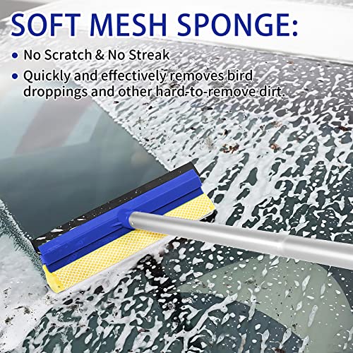Wontolf 62'' Car Wash Brush Kit with Long Handle, Microfiber Car Wash Mop Mitt, Car Cleaning Detailing Kit, Exterior Interior Car Cleaning Supplies for Cars RV Truck Boat - color: Blue-18pcs