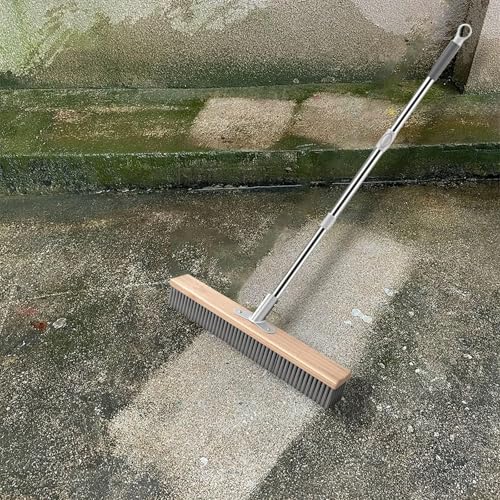 Generic Stainless Steel Wire Scrub Brush Deck Floor Brush Remover Floor Cleaning Tool with Long Handle for Rough Surface Patio, 50cm - size: 50cm