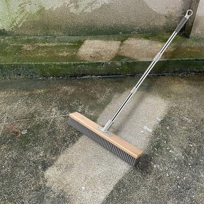 Generic Stainless Steel Wire Scrub Brush Deck Floor Brush Remover Floor Cleaning Tool with Long Handle for Rough Surface Patio, 50cm - size: 50cm