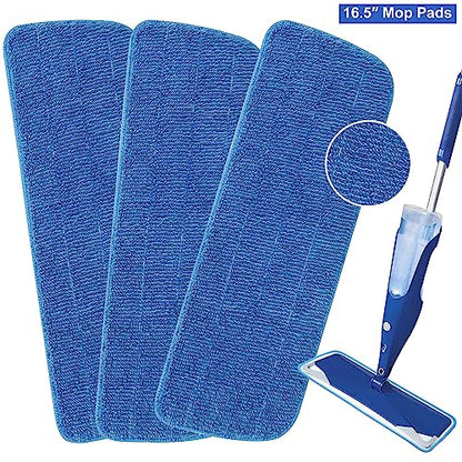 3 Pack Microfiber Mop Pads Replacement for Wet/Dry Mops Floor Cleaning Reusable Mopping Pads Refills for Spray Mops Compatible with Bona Floors Care System and Any Microfiber Flat Spray Mop
