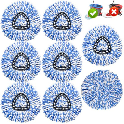 8 Pack Spin Mop Replacement Heads,100% Microfiber Spin Mop Refill Head,360° Spinning Mop Replace Head for Floor Cleaning, Only Fit for RinseClean 2-Tank System - size: 8Pack