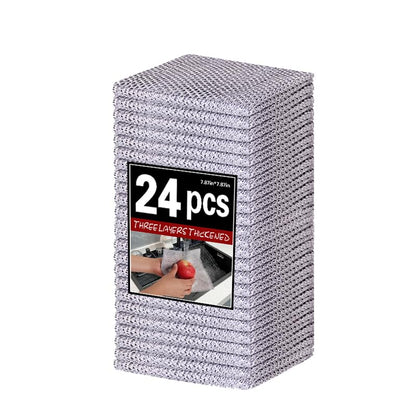 12pcs Scratch-Free Steel Dishcloths. Reusable, Quick-Dry, Odorless. Perfect for Dishes, Sinks, cookware. 7.87"x7.87". (12, Light Gray, Large) (24pcs[Double Layer Silver], 7.87×7.87inch) - color: 24pcs[double Layer Silver]