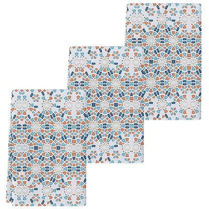Geometric Circle Gradient Kitchen Towel Set of 3, Absorbent Microfiber Hand Towels for Kitchen Bathroom Bar Decorative Blue and White Porcelain Texture Ultra Soft Resuable Cleaning Cloths Fast Drying - size: 3PCS-18" x 28"