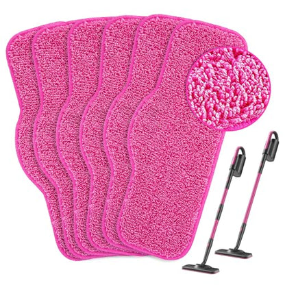 KEEPOW Microfiber Steam Mop Pads Compatible with Schenley Steam Mop 7 in 1, Washable and Reusable Replacement Steam Mop Pads Attachments Fit for Steamer Mop Cleaner SLFCSM064 & SLFCSM063-6 Pack - color: Pink, 6 Pack