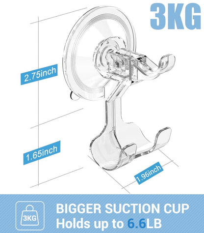 Teletrogy Large Suction Cup Hooks Shower Razor Holder - 2 Pack Heavy Duty Reusable Vacuum Shower Hook, Damage Free Wall Hooks for Bathroom Kitchen Towel Loofah Sponge Key Shaver Bathrobe Wreath - size: 2 Pack