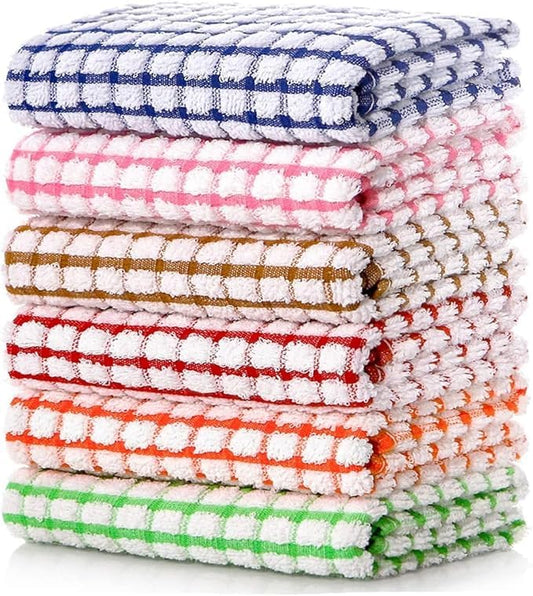 Kitchen Dish Towels 11 Inches x 16 Inches Loose Cotton Kitchen Towels 6-Piece Set Comes with 6 of Towels - color: Color Mixing