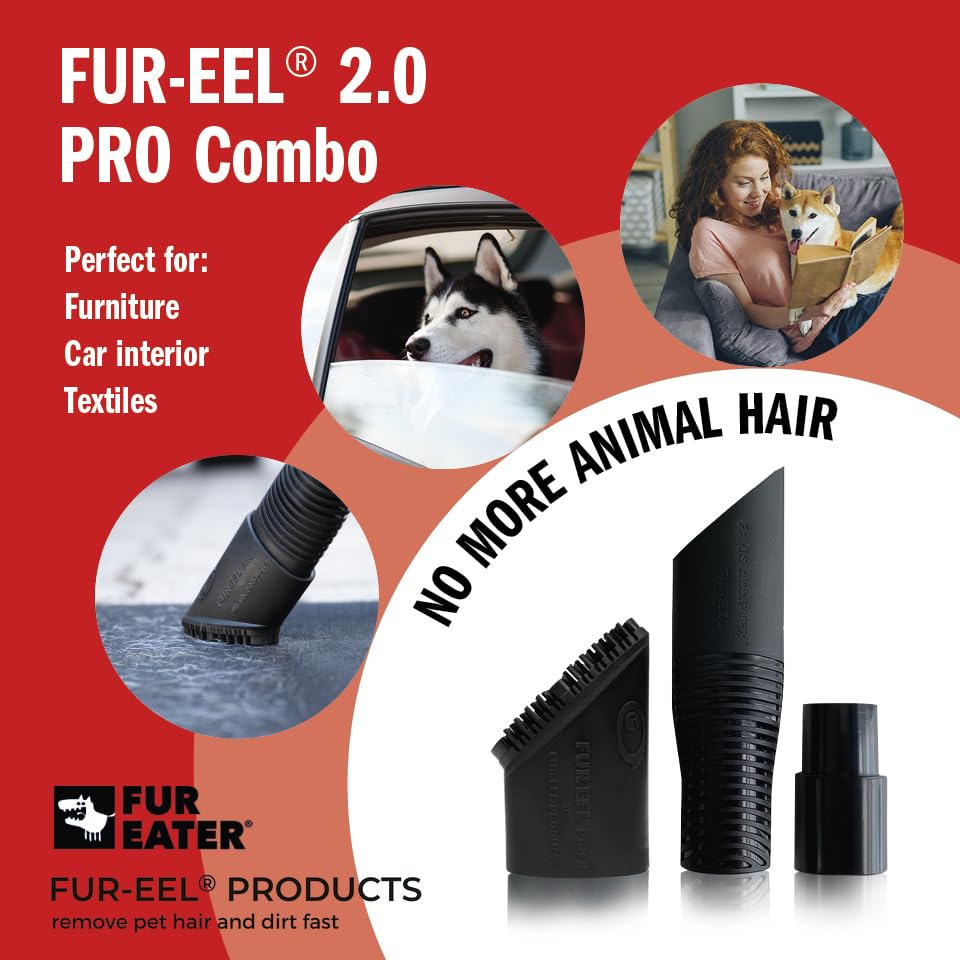 FUR-EEL PRO 2.0 Replacement Brush Head, Single Washable Rubber Refill Fang Handle, Pet Hair Remover Head for 1-1/4, 1-3/8 & 1-1/2 in Compatible Kits - color: Pro2.0 Refill X 1