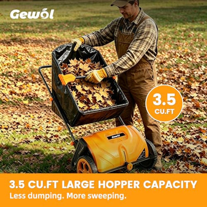 21-Inch Walk-Behind Lawn Sweeper, Push Leaf Sweeper with 3.5 Bushel Collection Bag, Manual Leaf Collector, Leaf Sweeper for Lawn, Yard, Garden,Grass Clippings, Debris