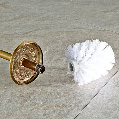 Leyden Antique Brass Toilet Brush Holder, Retro Toilet Brush Organizer with Ceramic Cup - color: Brass