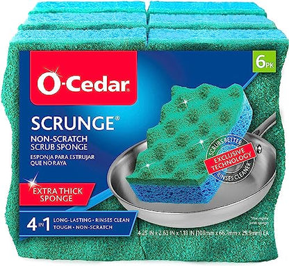 O-Cedar Multi-Use Scrunge Scrub Sponge (6 CT) with Playtex Living Reuseable Rubber Cleaning Gloves (Medium, 3 Pairs) - size: Variety Pack