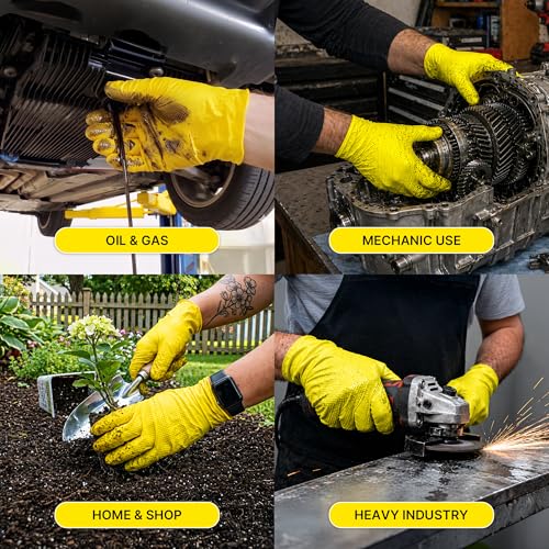 TitanFlex Heavy Duty Industrial Nitrile Gloves with Raised Diamond Texture, 6-mil, Latex Free (Dark Green/Yellow) - color: 06 Yellow (1000ct), size: Medium
