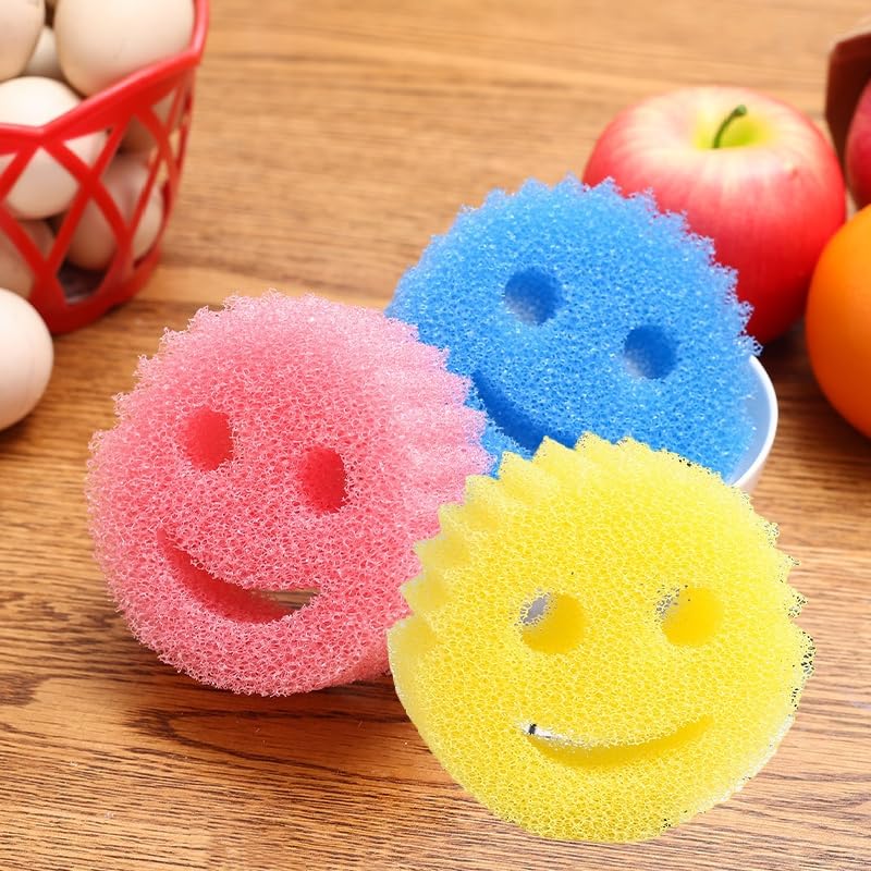 Color Sponge, 3 Pack Non-Scratch Scrub Dish Sponges, Temperature Controlled Kitchen Sponge for Kitchen, Bathroom
