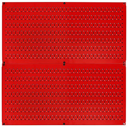 Wall Control Pegboard Rack Horizontal Metal Pegboard Garage Tool Storage Pack - Two 32-Inch Wide x 16-Inch Tall Easy To Install Peg Boards (Red) - color: Red