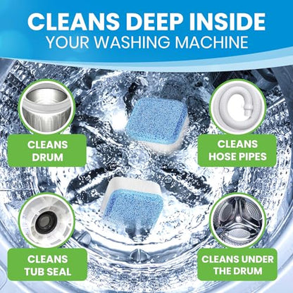 Washing Machine Cleaner Tablets 24 Pack – Deep Cleaning Descaler for HE, Front & Top Load Washers – Septic Safe, Eco-Friendly Freshener, Helps Maintain a Clean Drum – 12 Month Supply - size: 1 Count (Pack of 24)