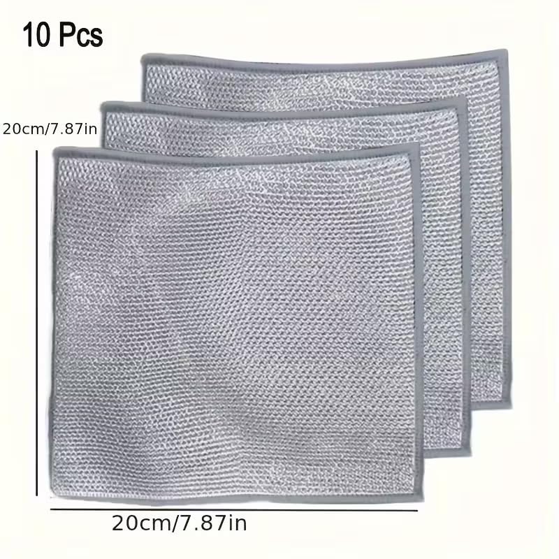 10pcs Miracle Cleaning Cloth - Ultra-Durable Mesh Ultrafine Fiber Set - Easy for Dry and Wet Cleaning - Very Suitable for Tableware, Metal Surfaces, etc.! No Scratches Kitchen Genius