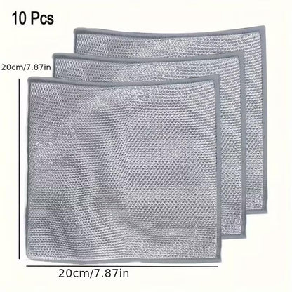 10pcs Miracle Cleaning Cloth - Ultra-Durable Mesh Ultrafine Fiber Set - Easy for Dry and Wet Cleaning - Very Suitable for Tableware, Metal Surfaces, etc.! No Scratches Kitchen Genius