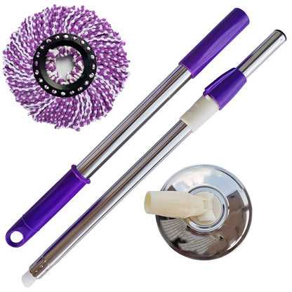 Spin Mop Replacement Handle, 47.6-inch 360 Degrees Rotating Telescopic Replacement Mop Stick with a Robust Stainless Steel Disc for Spin Mop Bucket Cleaning System (Stainless Steel Disc,Purple) - color: Purple, style: Stainless Steel
