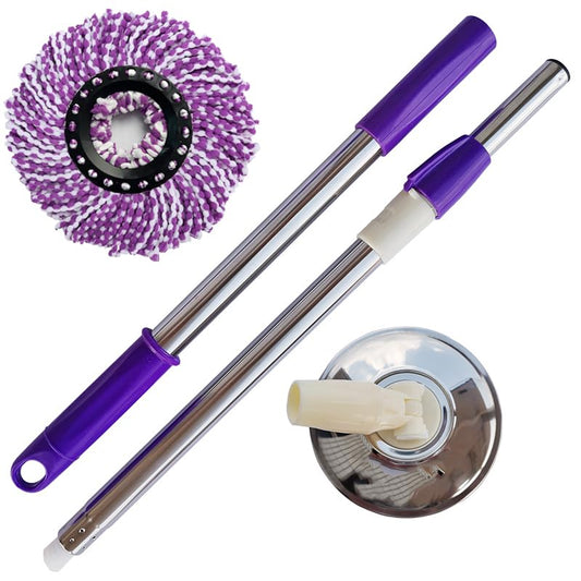 Spin Mop Replacement Handle, 47.6-inch 360 Degrees Rotating Telescopic Replacement Mop Stick with a Robust Stainless Steel Disc for Spin Mop Bucket Cleaning System (Stainless Steel Disc,Purple) - color: Purple, style: Stainless Steel
