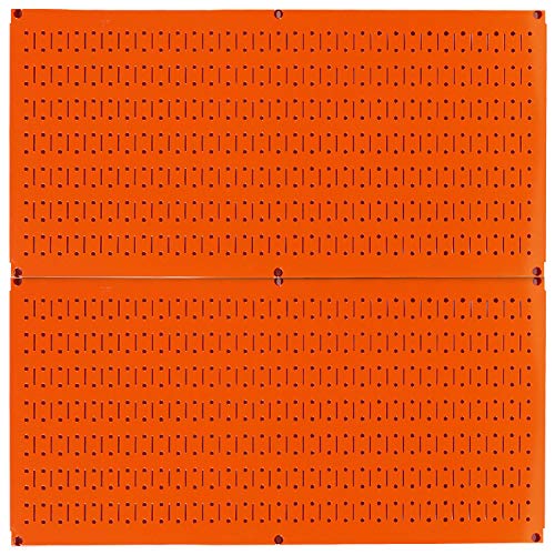 Wall Control Pegboard Rack Horizontal Metal Pegboard Garage Tool Storage Pack - Two 32-Inch Wide x 16-Inch Tall Easy To Install Peg Boards (Orange) - color: Orange