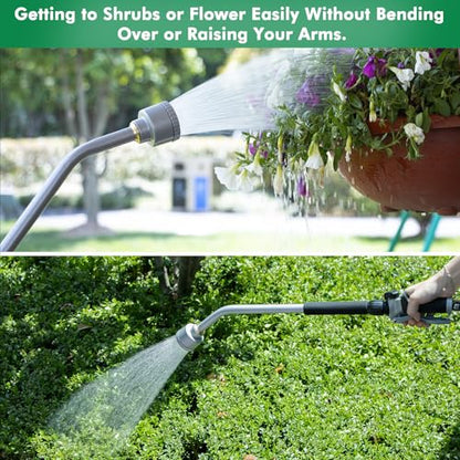 RESTMO Long Watering Wand, 24 Inches Gentle Soft Full Shower Sprayer Wand with Flow Control, Heavy Duty Metal Hose Wand for Hanging Baskets, Shrubs, Plants, Flowers, Garden and Lawn, Black - color: Black