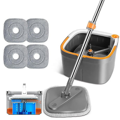 Spin Mop and Bucket Set with Replaceable Microfiber Mop Pads,Spin Mop,Self Wringing 360° Rotating Square Mop Head for Hardwood Tile Marble Floors (Replace Cloth * 4) - color: Replace Cloth * 4